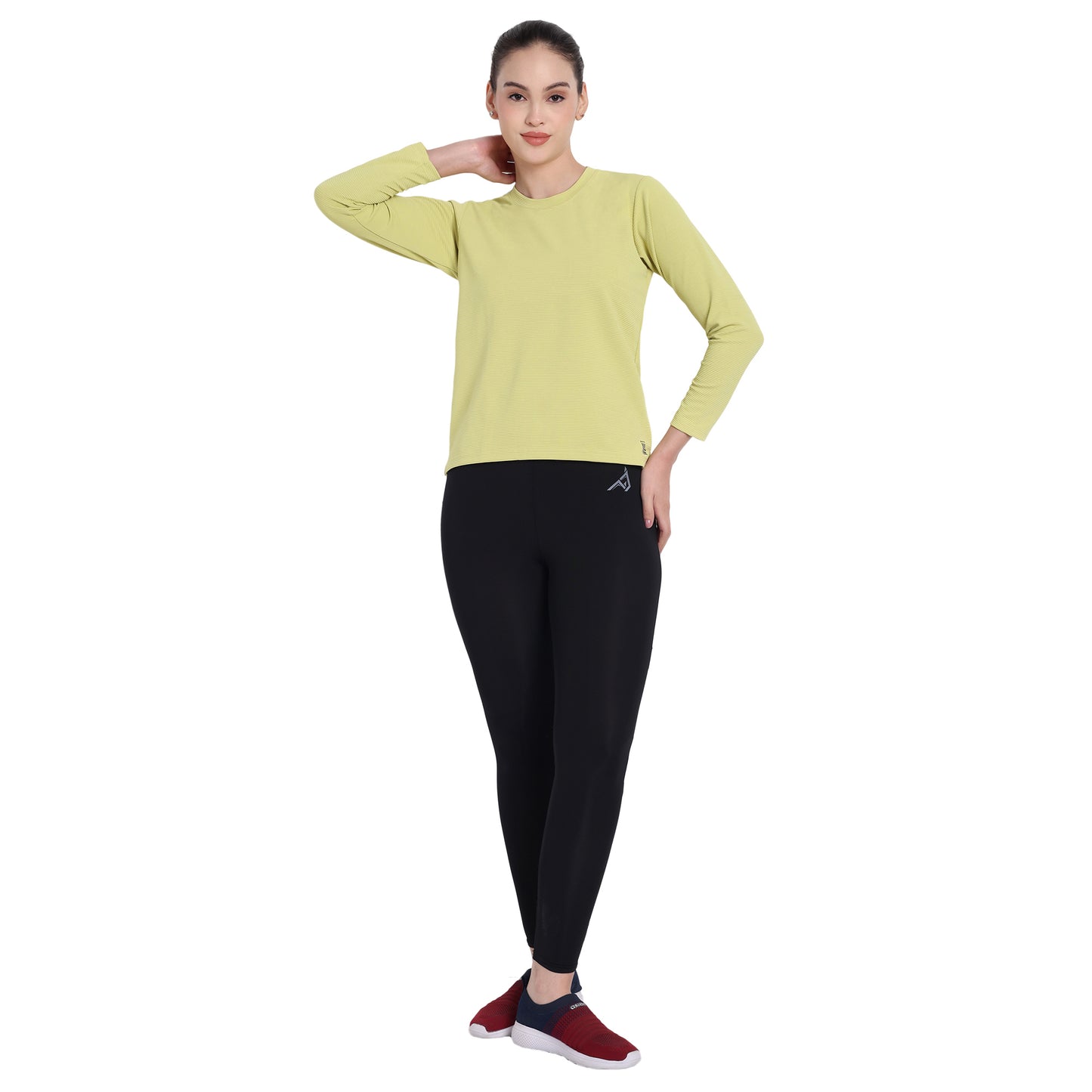 Full Sleeve Dry-fit Round Neck Light Green T-Shirt For Women
