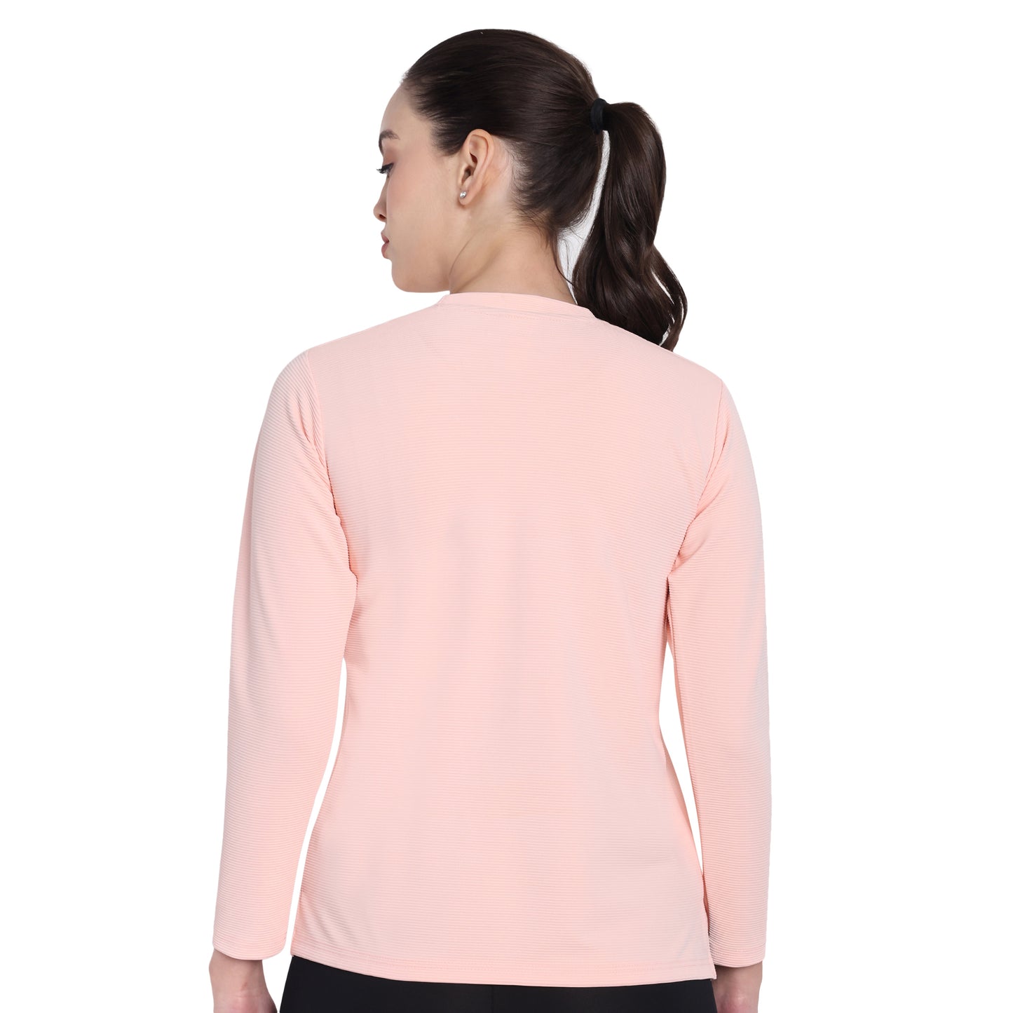 Full Sleeve Dry-fit Round Neck Pink T-Shirt For Women