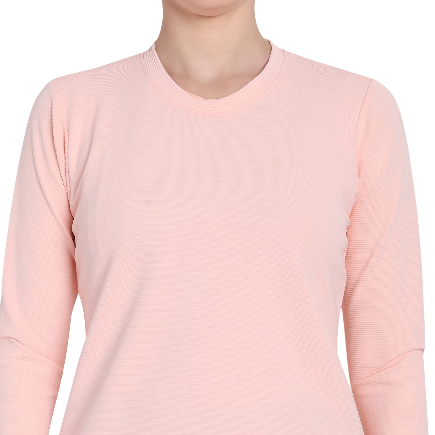 Full Sleeve Dry-fit Round Neck Pink T-Shirt For Women