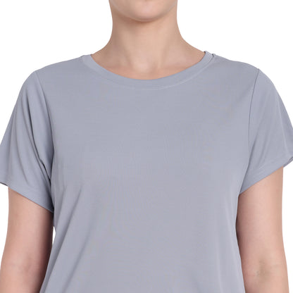 Light Grey Sports  T-Shirt with Pocket For Women