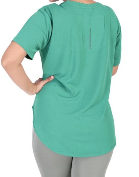 Light Green Apple Cut Rapid Dry Gym & Workout T-Shirt For Women