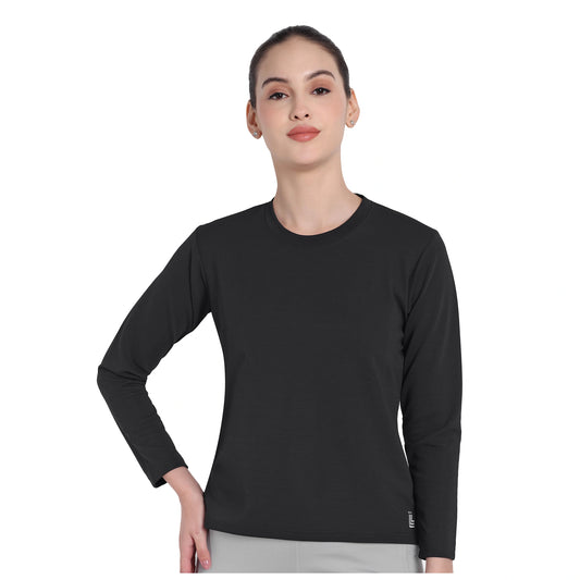 3/4 sleeve Black Sports T-Shirt For Women